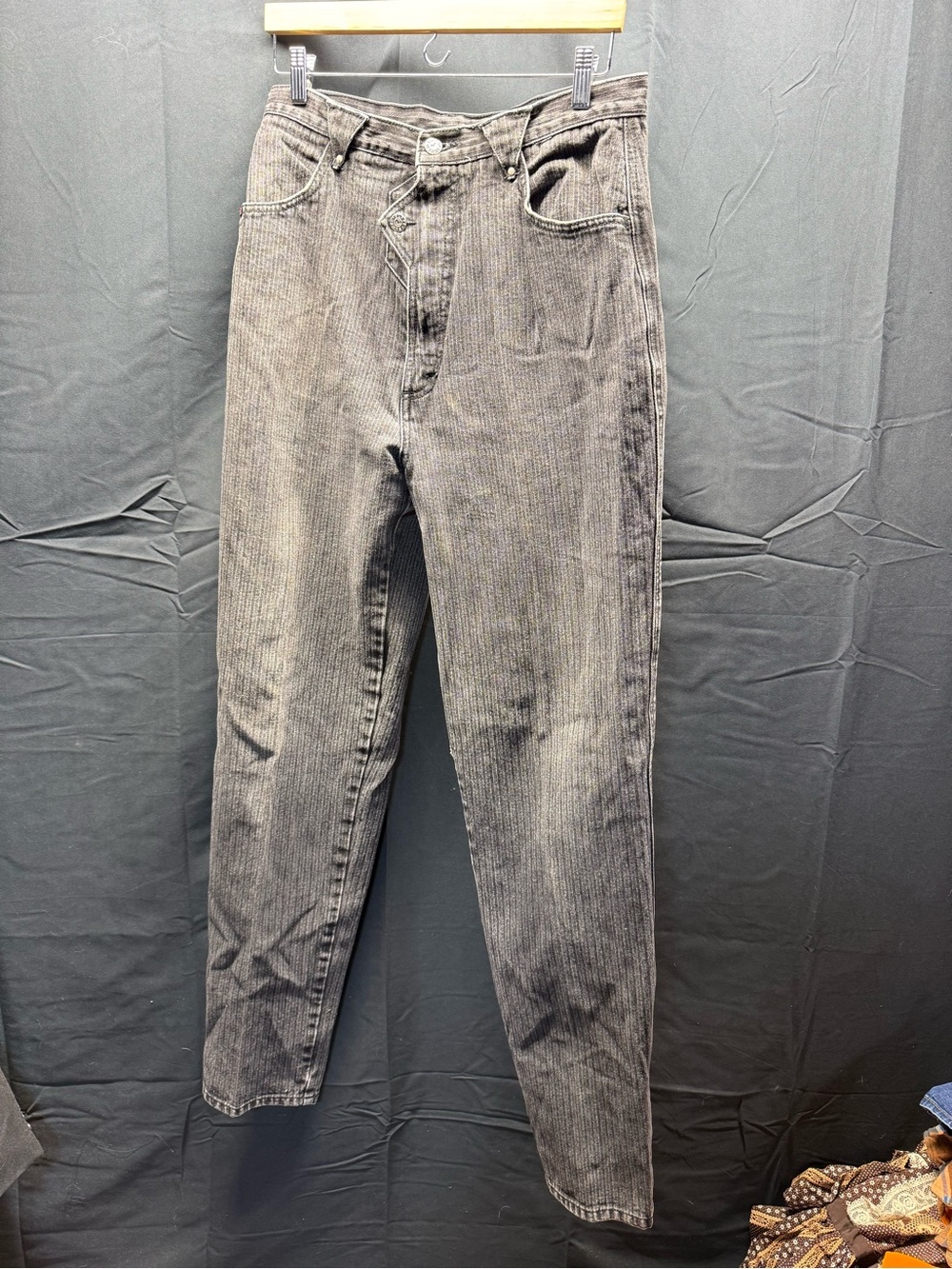 Vintage High-Waist Blaze Washed Black Stripe Jeans sz 15 (14z5)